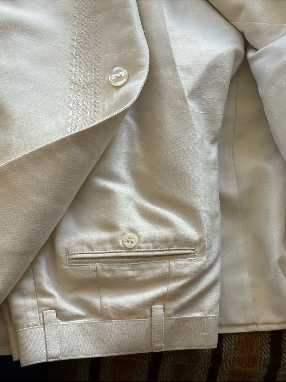 Cream Button-Up Jacket with Subtle Stitch Detailing